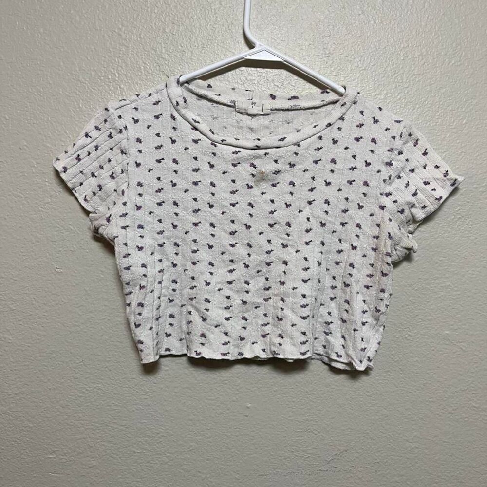 Ivy Women's White and Purple Crop-top